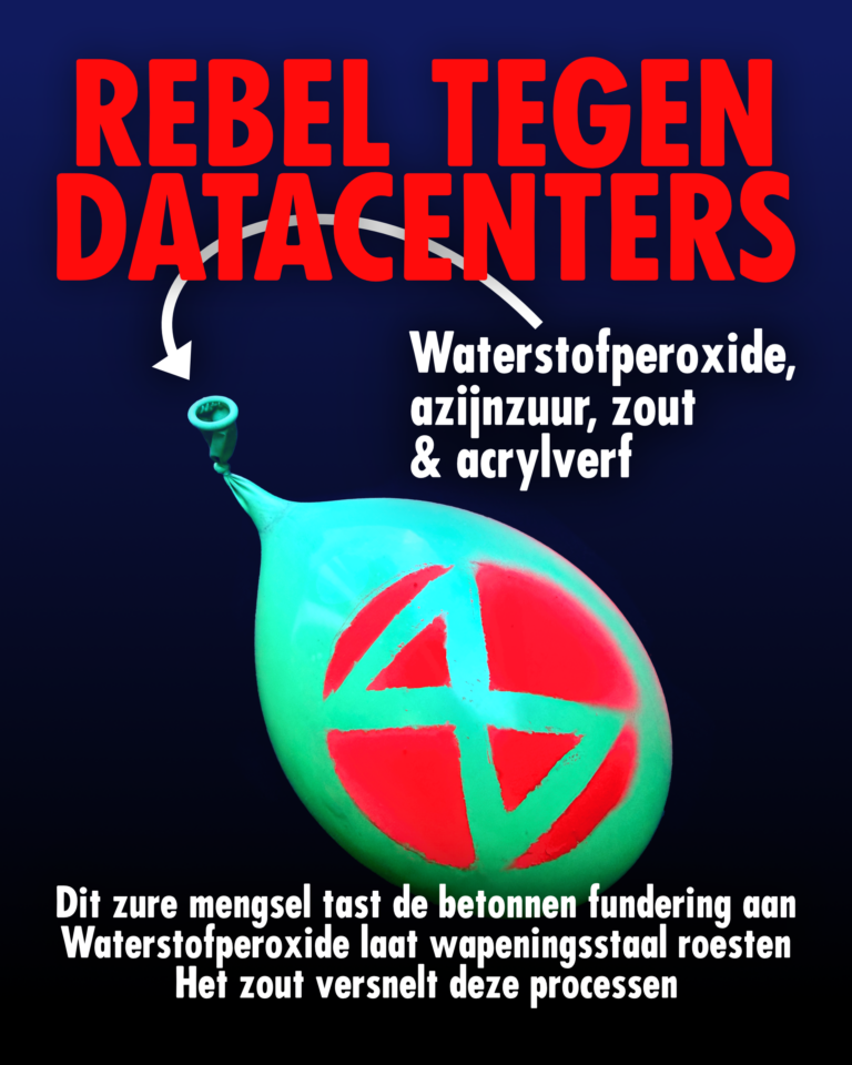 Extinction Rebellion verzwakt betonnen fundering datacenter in aanbouw met waterballonnen met chemische vloeistof